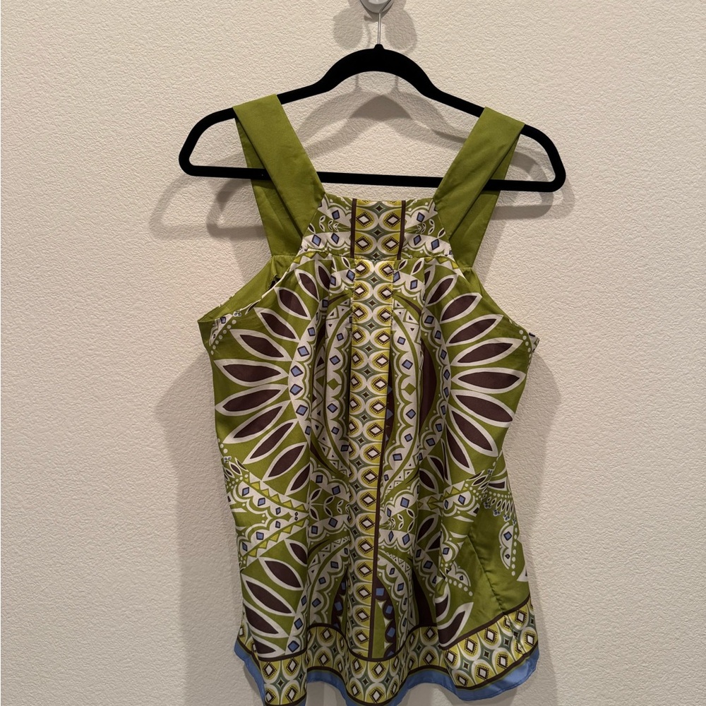Banana Republic Olive and Brown Patterned Tank Top
